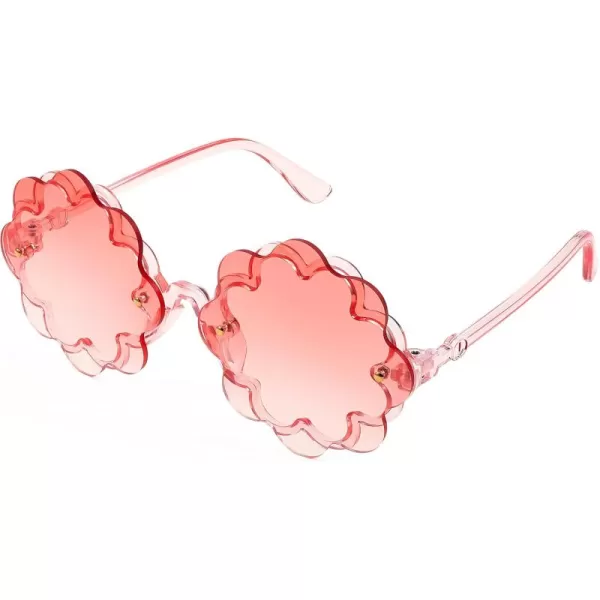 FEISEDY Girls Cute Flower Sunglasses Kids Round Toddler Baby Gglasses Colorful for Birthday Party Age 18 B2319Pastel Pinks