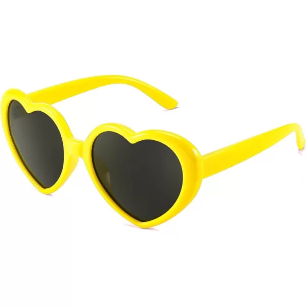 FEISEDY Heart Shaped Polarized Sunglasses Kids for Toddler Girls Age 310 Shaped Cute Fashion Sunnies B0077Yellow