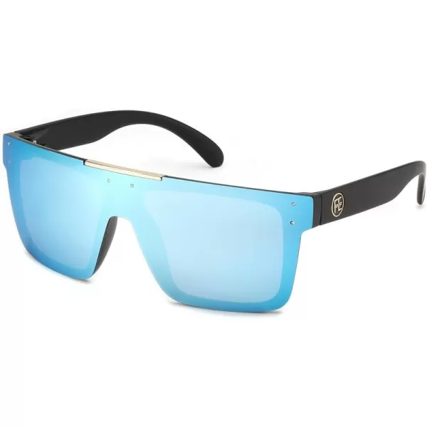 FEISEDY Men Women Sunglasses Polarized Oversized Square Vintage Cycling Running Fishing Golf Hiking Sports Sun Glasses B2990Polarized Blue Lenses With Black Temples 005