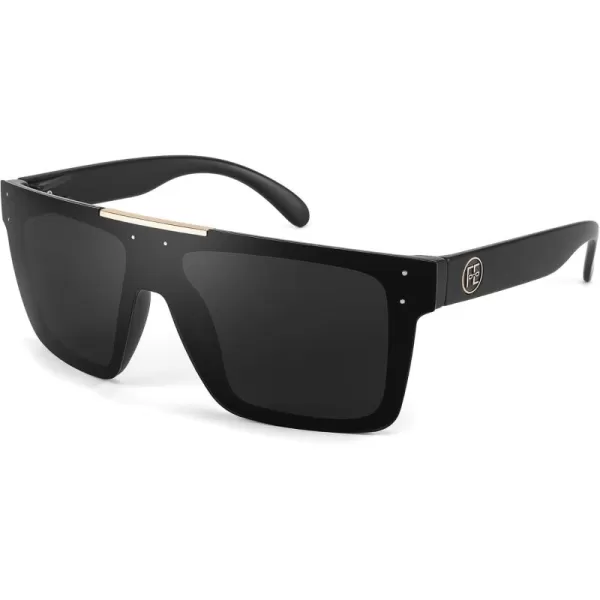 FEISEDY Men Women Sunglasses Polarized Oversized Square Vintage Cycling Running Fishing Golf Hiking Sports Sun Glasses B2990Polarized Gray Lenses With Black Temples 001