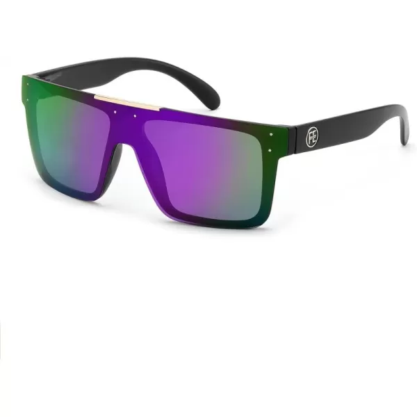 FEISEDY Men Women Sunglasses Polarized Oversized Square Vintage Cycling Running Fishing Golf Hiking Sports Sun Glasses B2990Polarized Purple Lenses With Black Temples 008