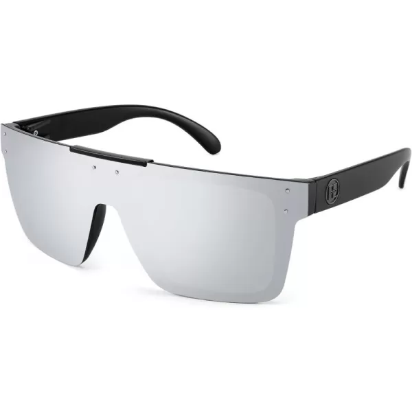 FEISEDY Men Women Sunglasses Polarized Oversized Square Vintage Cycling Running Fishing Golf Hiking Sports Sun Glasses B2990Polarized Silver Mirrored Lenses With Black Temples 002