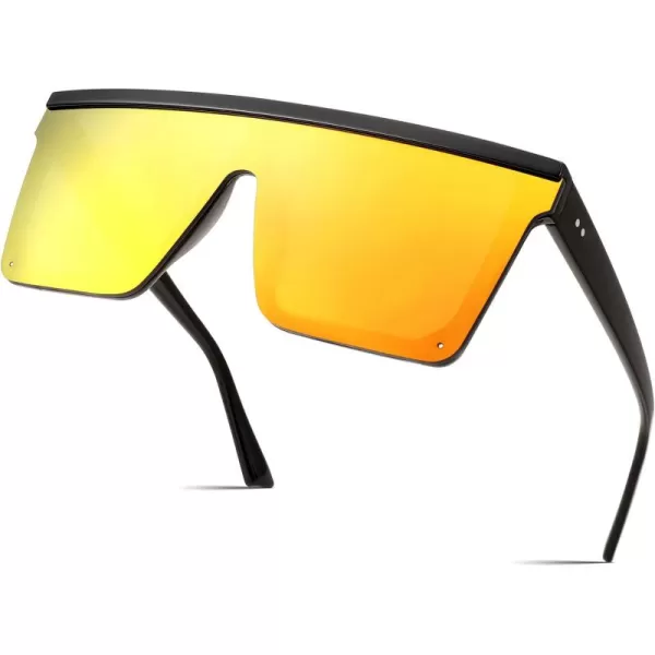 FEISEDY Oversized Sunglasses Mens Womens Flat Top Square Trendy Visor Shades UV400 B2470Red Mirrored