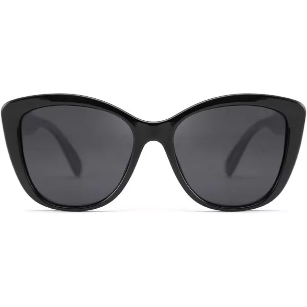 FEISEDY Polarized Vintage Sunglasses American Womens Square Jackie O Cat Eye Sunglasses B2451Black