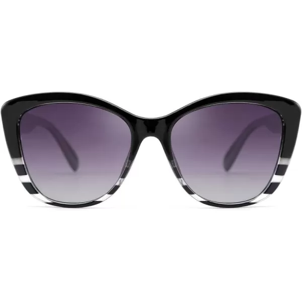 FEISEDY Polarized Vintage Sunglasses American Womens Square Jackie O Cat Eye Sunglasses B2451Black Grey Clear