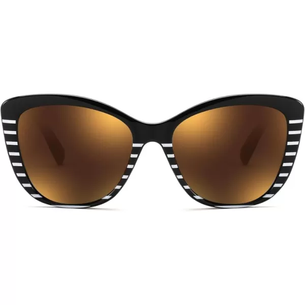 FEISEDY Polarized Vintage Sunglasses American Womens Square Jackie O Cat Eye Sunglasses B2451Blackgolden