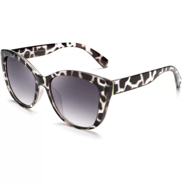 FEISEDY Polarized Vintage Sunglasses American Womens Square Jackie O Cat Eye Sunglasses B2451Clear Grey Leopard