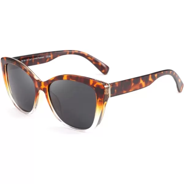 FEISEDY Polarized Vintage Sunglasses American Womens Square Jackie O Cat Eye Sunglasses B2451Leopard Clear