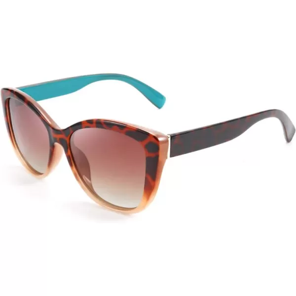 FEISEDY Polarized Vintage Sunglasses American Womens Square Jackie O Cat Eye Sunglasses B2451Leopard Cream