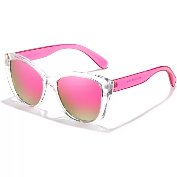 FEISEDY Polarized Vintage Sunglasses American Womens Square Jackie O Cat Eye Sunglasses B2451Pink Mirror
