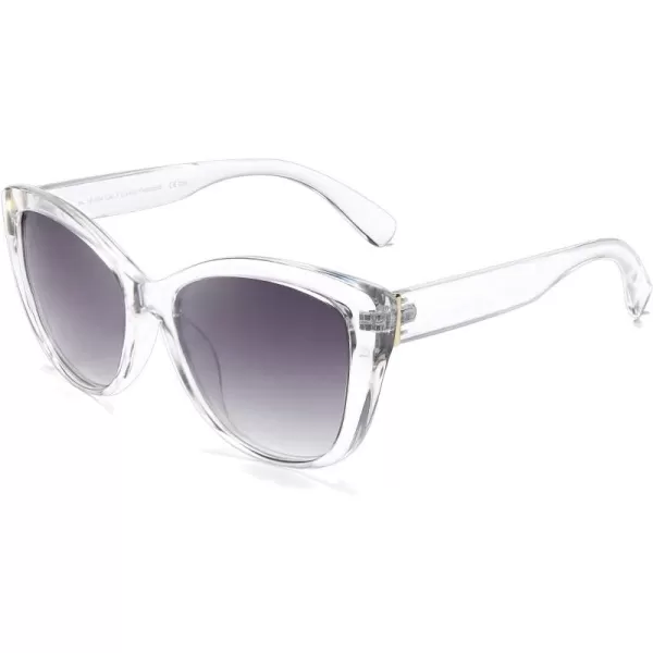 FEISEDY Polarized Vintage Sunglasses American Womens Square Jackie O Cat Eye Sunglasses B2451Transparent Grey