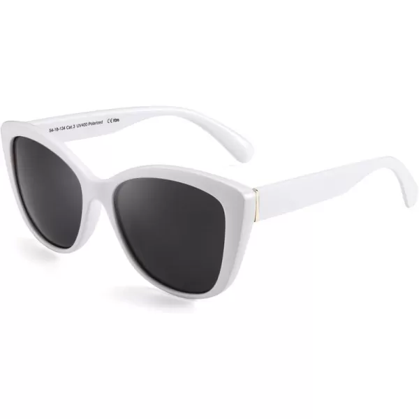 FEISEDY Polarized Vintage Sunglasses American Womens Square Jackie O Cat Eye Sunglasses B2451White