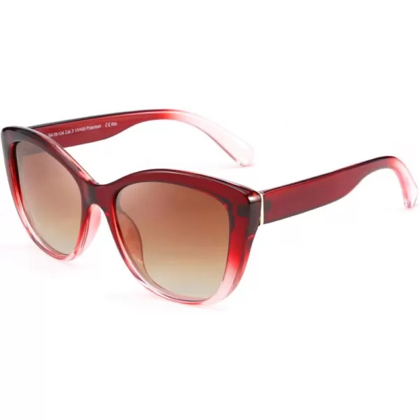 FEISEDY Polarized Vintage Sunglasses American Womens Square Jackie O Cat Eye Sunglasses B2451Wine
