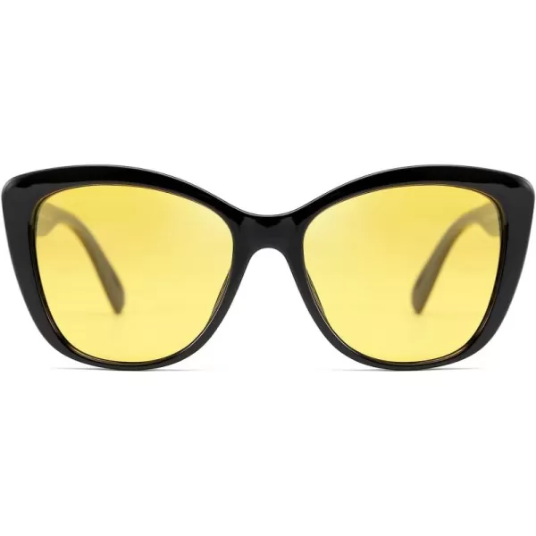 FEISEDY Polarized Vintage Sunglasses American Womens Square Jackie O Cat Eye Sunglasses B2451Yellow