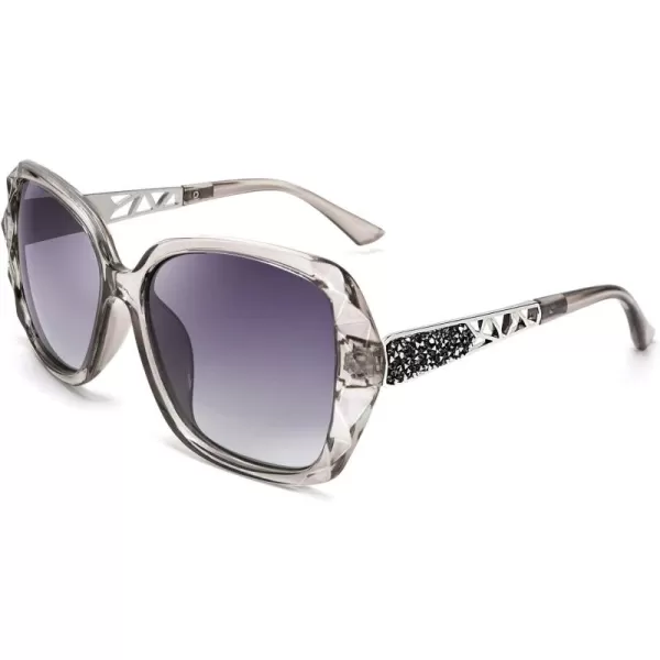 FEISEDY Polarized Women Square Sunglasses Sparkling Composite Shiny Frame B2289Gray
