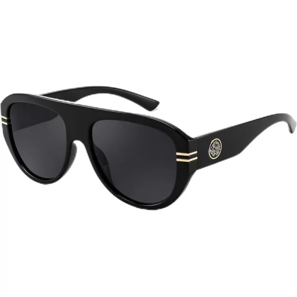 FEISEDY Retro Polarized Oversized Sunglasses for Men Women Trendy 70s Vintage Plastic Frame Sun Glasses B4150Black