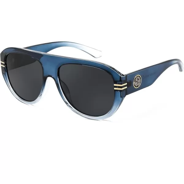 FEISEDY Retro Polarized Oversized Sunglasses for Men Women Trendy 70s Vintage Plastic Frame Sun Glasses B4150Blue  Clear
