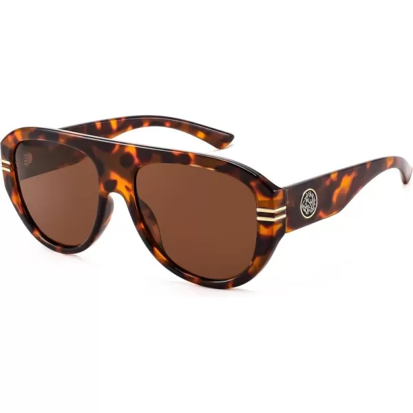 FEISEDY Retro Polarized Oversized Sunglasses for Men Women Trendy 70s Vintage Plastic Frame Sun Glasses B4150Leopard