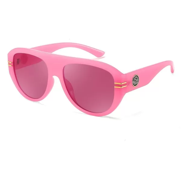 FEISEDY Retro Polarized Oversized Sunglasses for Men Women Trendy 70s Vintage Plastic Frame Sun Glasses B4150Pink