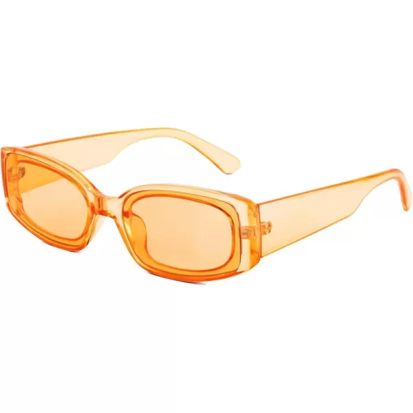 FEISEDY Retro Rectangle Sunglasses Women Men Vintage 90s Small Glasses Thick Narrow Fashion Y2K Plastic Glasses B2462Clear Orange