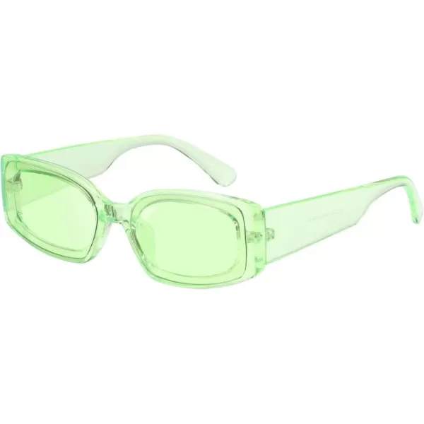 FEISEDY Retro Rectangle Sunglasses Women Men Vintage 90s Small Glasses Thick Narrow Fashion Y2K Plastic Glasses B2462Green