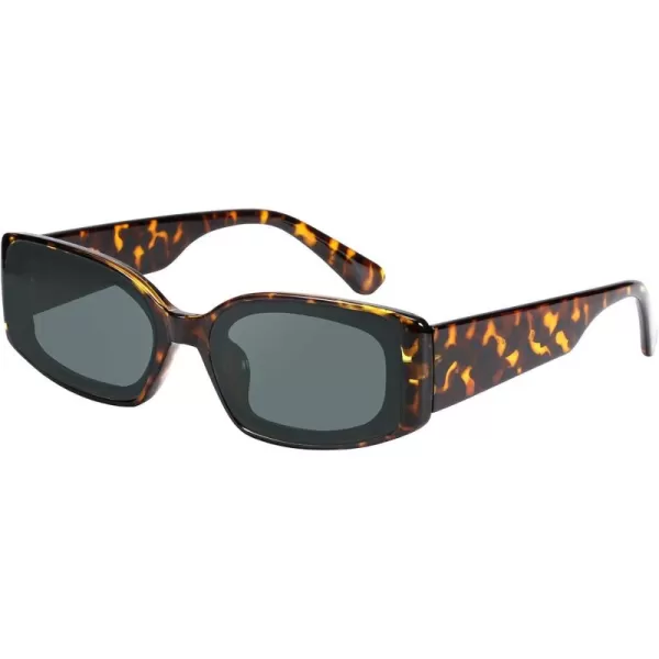 FEISEDY Retro Rectangle Sunglasses Women Men Vintage 90s Small Glasses Thick Narrow Fashion Y2K Plastic Glasses B2462Tortoise