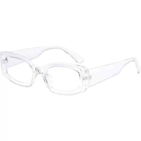 FEISEDY Retro Rectangle Sunglasses Women Men Vintage 90s Small Glasses Thick Narrow Fashion Y2K Plastic Glasses B2462Transparent