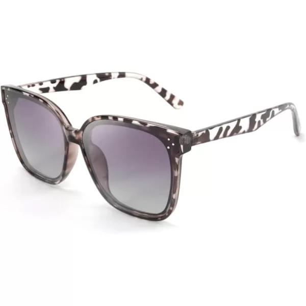 FEISEDY Retro Square Polarized Sunglasses Women Men Vintage Minimalist Shades B2600Clear Grey Leopard