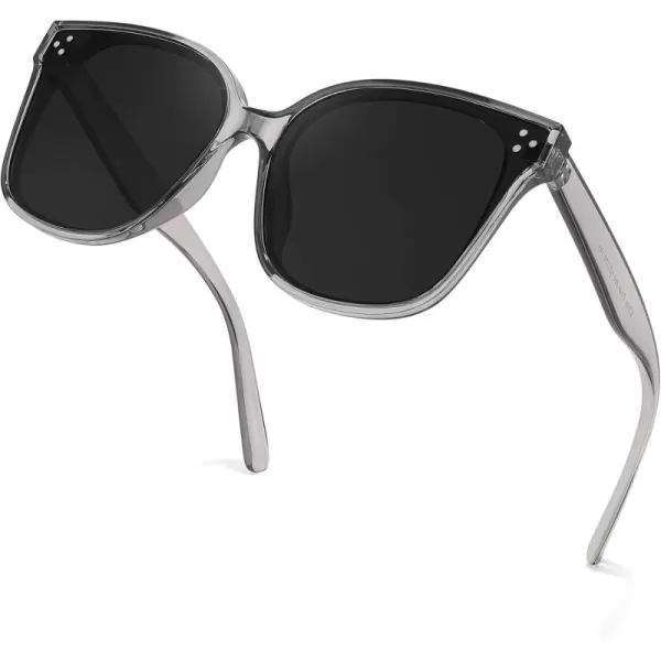 FEISEDY Retro Square Polarized Sunglasses Women Men Vintage Minimalist Shades B2600Gray Diamond