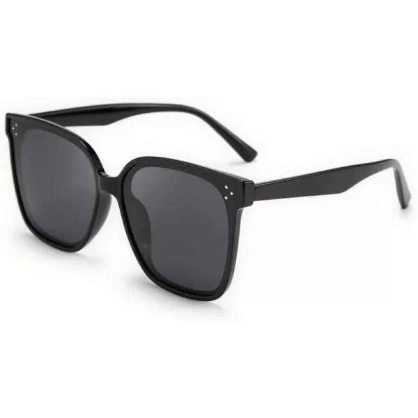 FEISEDY Retro Square Polarized Sunglasses Women Men Vintage Minimalist Shades B2600Obsidian