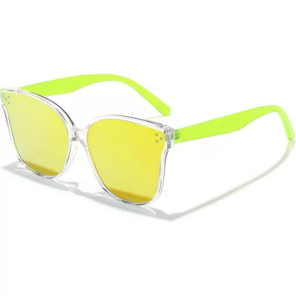 FEISEDY Retro Square Polarized Sunglasses Women Men Vintage Minimalist Shades B2600Transparentyellow