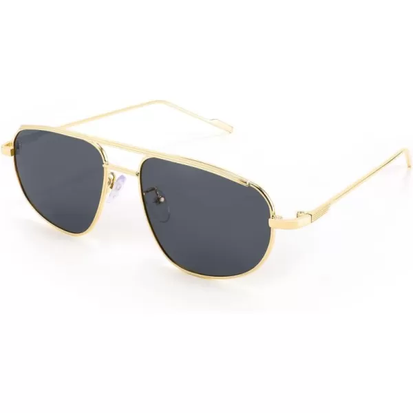 FEISEDY Retro Trendy Aviator Sunglasses Women Men 90s Small Vintage Glasses Stylish Gold Metal Oval Sunglasses B2906002 Gold FrameGray Lens
