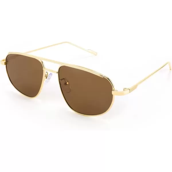 FEISEDY Retro Trendy Aviator Sunglasses Women Men 90s Small Vintage Glasses Stylish Gold Metal Oval Sunglasses B2906005 Gold FrameTea Lens