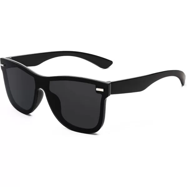 FEISEDY Sunglasses Rimless Mirrored Sun Glasses with Reflective OnePiece Lens B4114Black