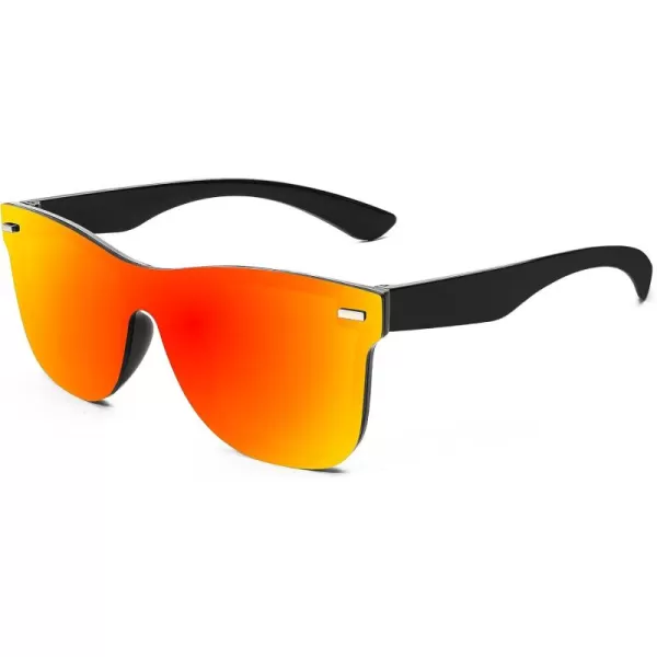 FEISEDY Sunglasses Rimless Mirrored Sun Glasses with Reflective OnePiece Lens B4114Red Mirror