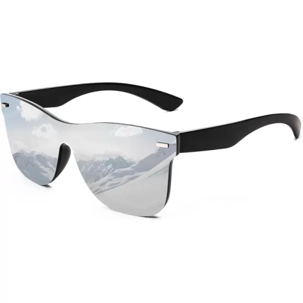 FEISEDY Sunglasses Rimless Mirrored Sun Glasses with Reflective OnePiece Lens B4114Sliver Mirror