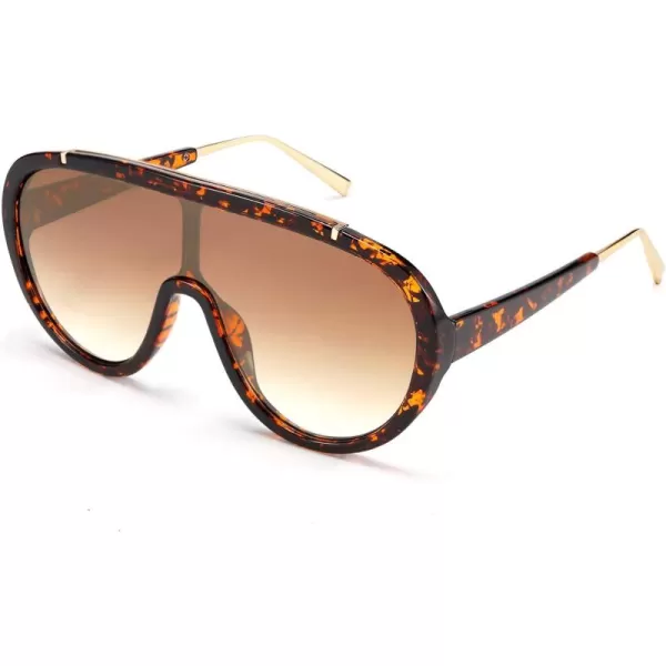 FEISEDY Sunglasses Women Oversized One Piece Frame UV400 Sun Glasses Trendy Retro Shades B2580Leopard