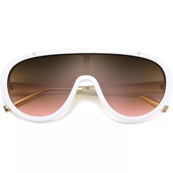 FEISEDY Sunglasses Women Oversized One Piece Frame UV400 Sun Glasses Trendy Retro Shades B2580White