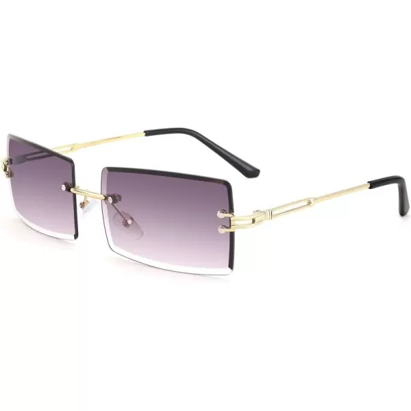 FEISEDY Vintage Rimless Sunglasses Rectangle Frameless Candy Color Glasses Women Men B264201 Gradual Grey