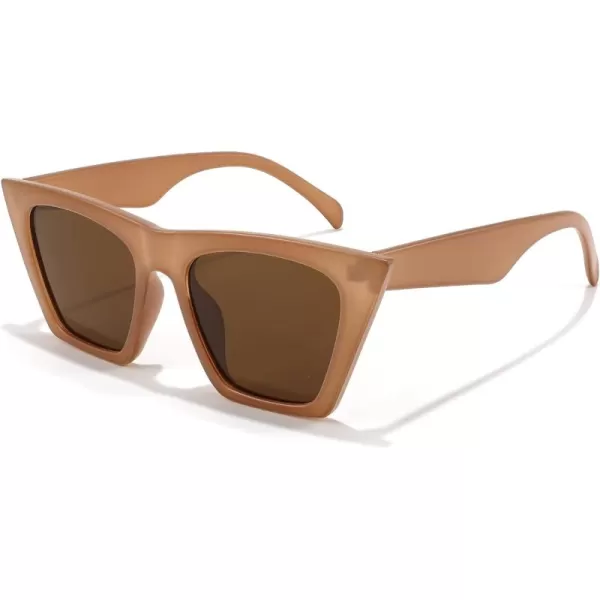 FEISEDY Vintage Square Cat Eye Sunglasses Women Trendy Cateye Sunglasses B2473Abrazine Brown