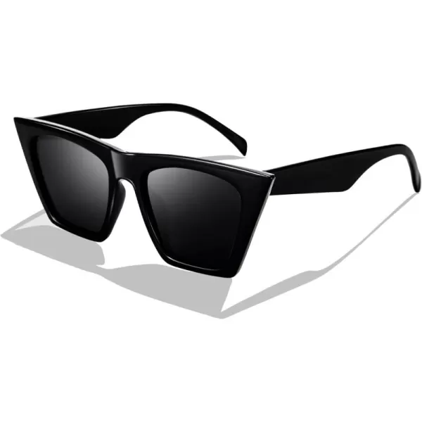 FEISEDY Vintage Square Cat Eye Sunglasses Women Trendy Cateye Sunglasses B2473Black