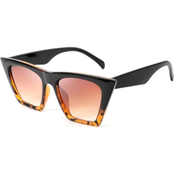 FEISEDY Vintage Square Cat Eye Sunglasses Women Trendy Cateye Sunglasses B2473Black Leopard