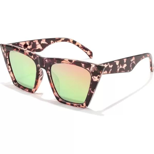 FEISEDY Vintage Square Cat Eye Sunglasses Women Trendy Cateye Sunglasses B2473Clear Pink Black Lropard