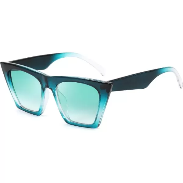FEISEDY Vintage Square Cat Eye Sunglasses Women Trendy Cateye Sunglasses B2473Emerald Green
