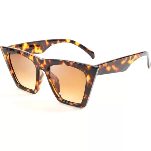 FEISEDY Vintage Square Cat Eye Sunglasses Women Trendy Cateye Sunglasses B2473Leopard