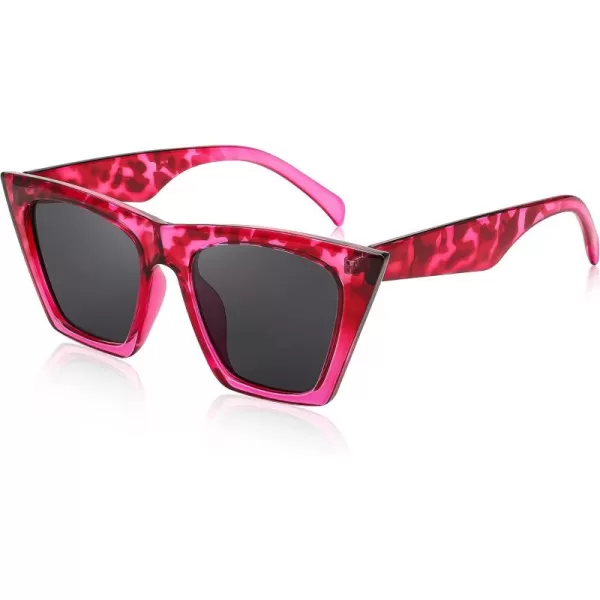 FEISEDY Vintage Square Cat Eye Sunglasses Women Trendy Cateye Sunglasses B2473Rose Havana
