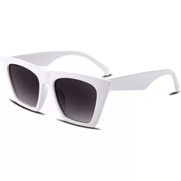 FEISEDY Vintage Square Cat Eye Sunglasses Women Trendy Cateye Sunglasses B2473White