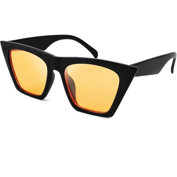 FEISEDY Vintage Square Cat Eye Sunglasses Women Trendy Cateye Sunglasses B2473Yellow
