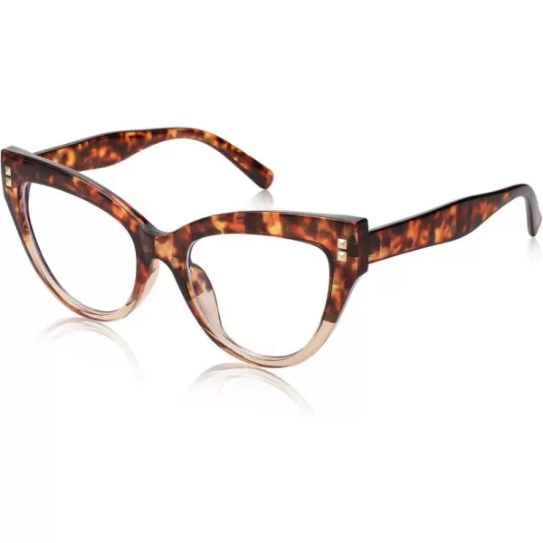 FEISEDY Women Oversized Blue Light Blocking Computer Glasses Fake Nerd Cat Eye Glasses Frame Anti Eyestrain B2323Leopard Frame