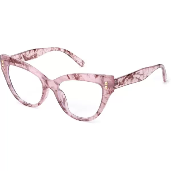 FEISEDY Women Oversized Blue Light Blocking Computer Glasses Fake Nerd Cat Eye Glasses Frame Anti Eyestrain B2323Pink Floral Frame